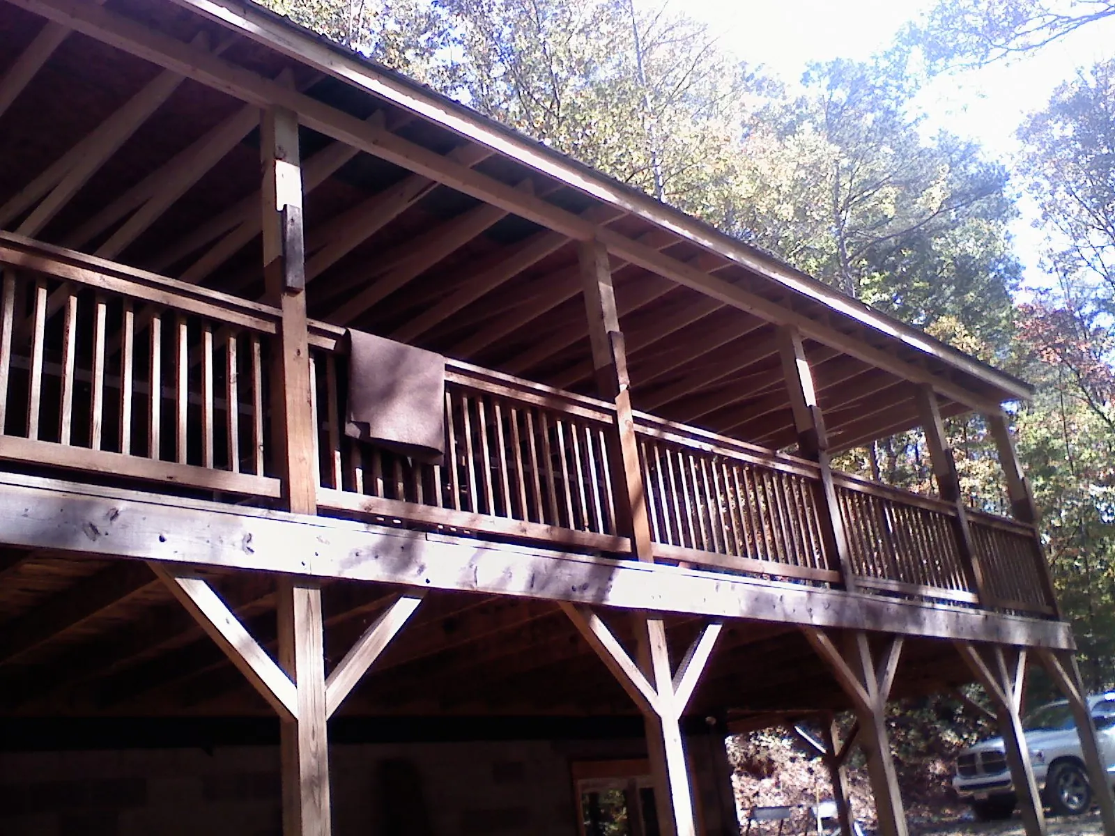 Timber framing under a new elevated porch and deck — Roof Leak Repair in Frankford by Roofing Brothers